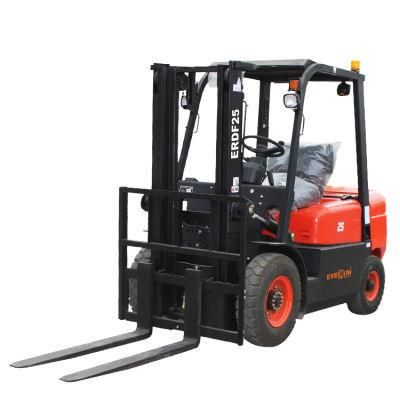 Everun Chinese 2.5ton Erdf25 New Industrial Micro Machinery Construction Small Diesel Mini Forklift for Sale