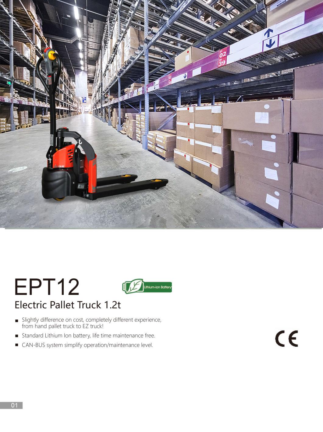 Hangzhou Ep 1.2t Lithium Battery Pallet Truck Full Electric Pallet Jack Ept12-Ez