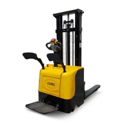 Ltmg Battery Opearted Hydraulic Standing Type Stacker Forklift 1ton 1.5ton 1.6ton 2ton Full Electric Pallet Stacker with Pedal and Arm