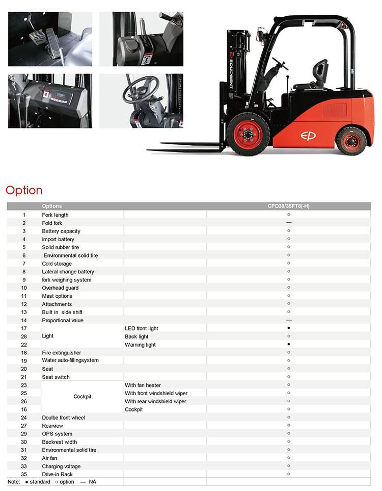 Ep 6500 Lb Electric Forklift with 2 Stage Mast Side Shift