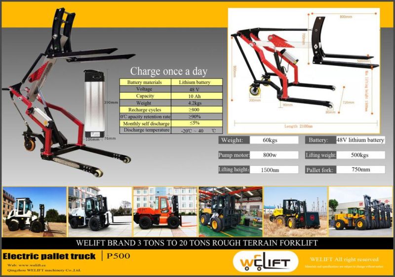 Electric Pallet Truck Mounted Forklift 500kg