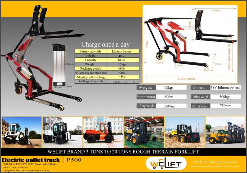 Welift 500kg-1500kg Mini Electric Pallet Truck with Lithium Battery
