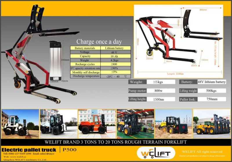 Welift 500kg-1500kg Mini Electric Pallet Truck with Lithium Battery