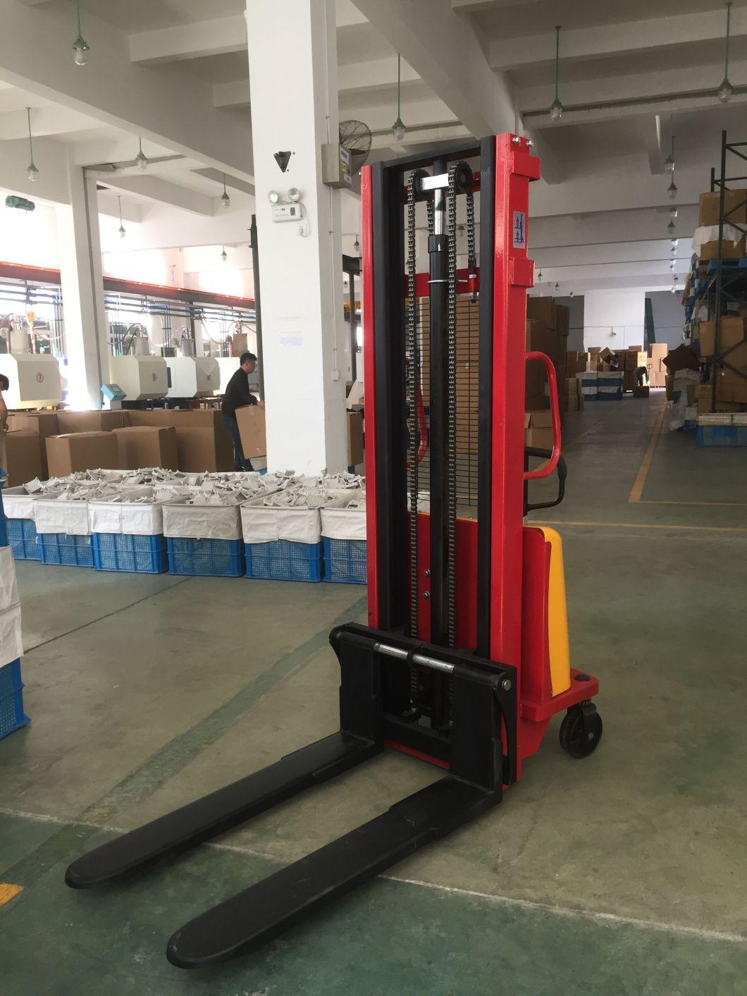 Semi Electric Pallet Reach Forklift Battery Power Straddle Walkie Semi-Electric Stacker 1000kgs, 1500kgs, 2000kgs, Lifting Height 1.6m 2m, 2.5m and 3.5m