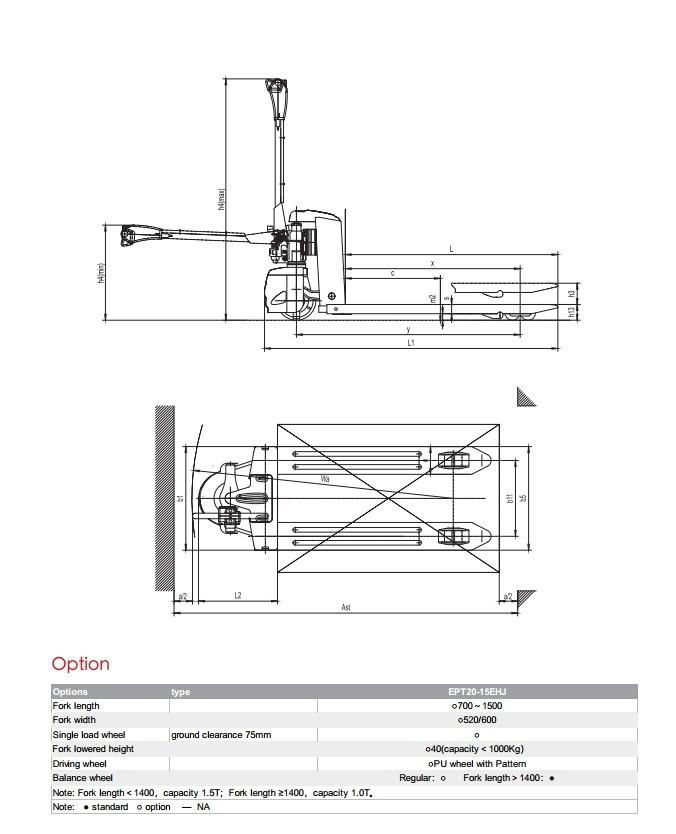 Ep Economic Semi-Electric Hand Pallet Truck 1.5t/1.8t