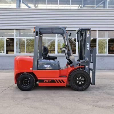 Best Selling Middle Size 3 Ton Construction Lifting Diesel Forklift with Japanese Engine Container Mast