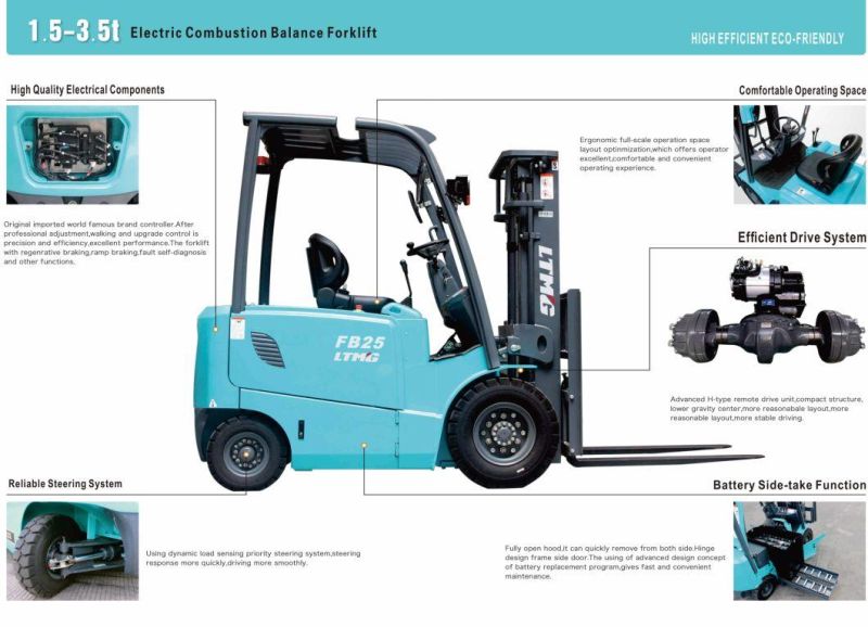 Energy Saving 2 Ton Mini Electric Forklift with 48V