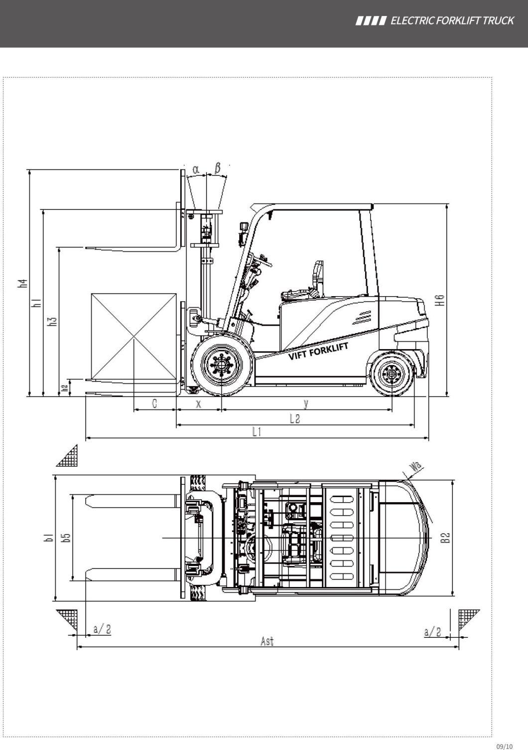 Shanghai Vift Supply Large 4.5 5.0 Ton Electric Forklift Truck for Freezer Warehouse Working