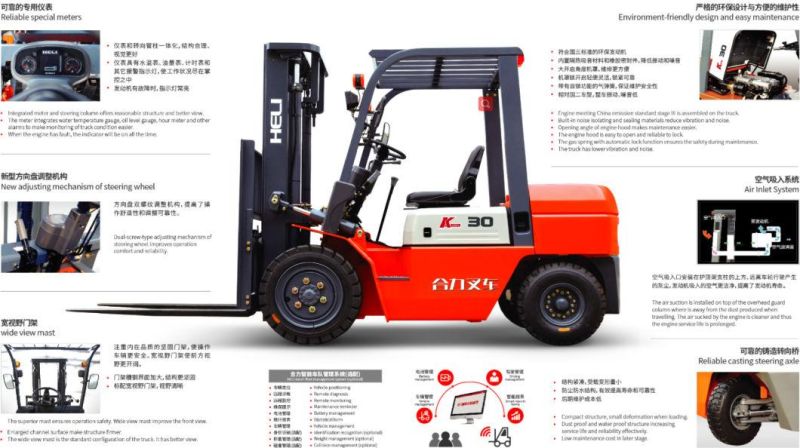 2t 2.5t 3t Side Shift Heli Fork Lift Truck Price with Solid Tires