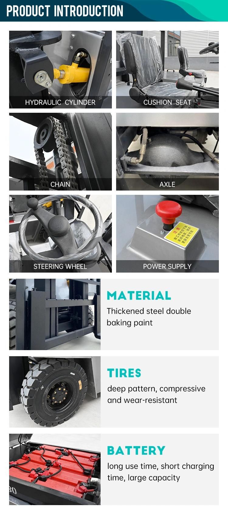 New Huaya China with Attachment 2 Ton Electric Forklift Truck