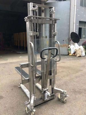 SS304 Hydraulic Manual Forklift 1000kg Hand Platform Lift Stacker