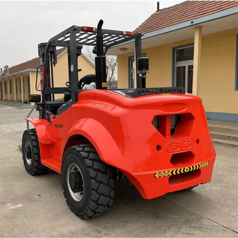 5ton Forklift 80kw Rough Terrain Forklift with Four Wheel Steering