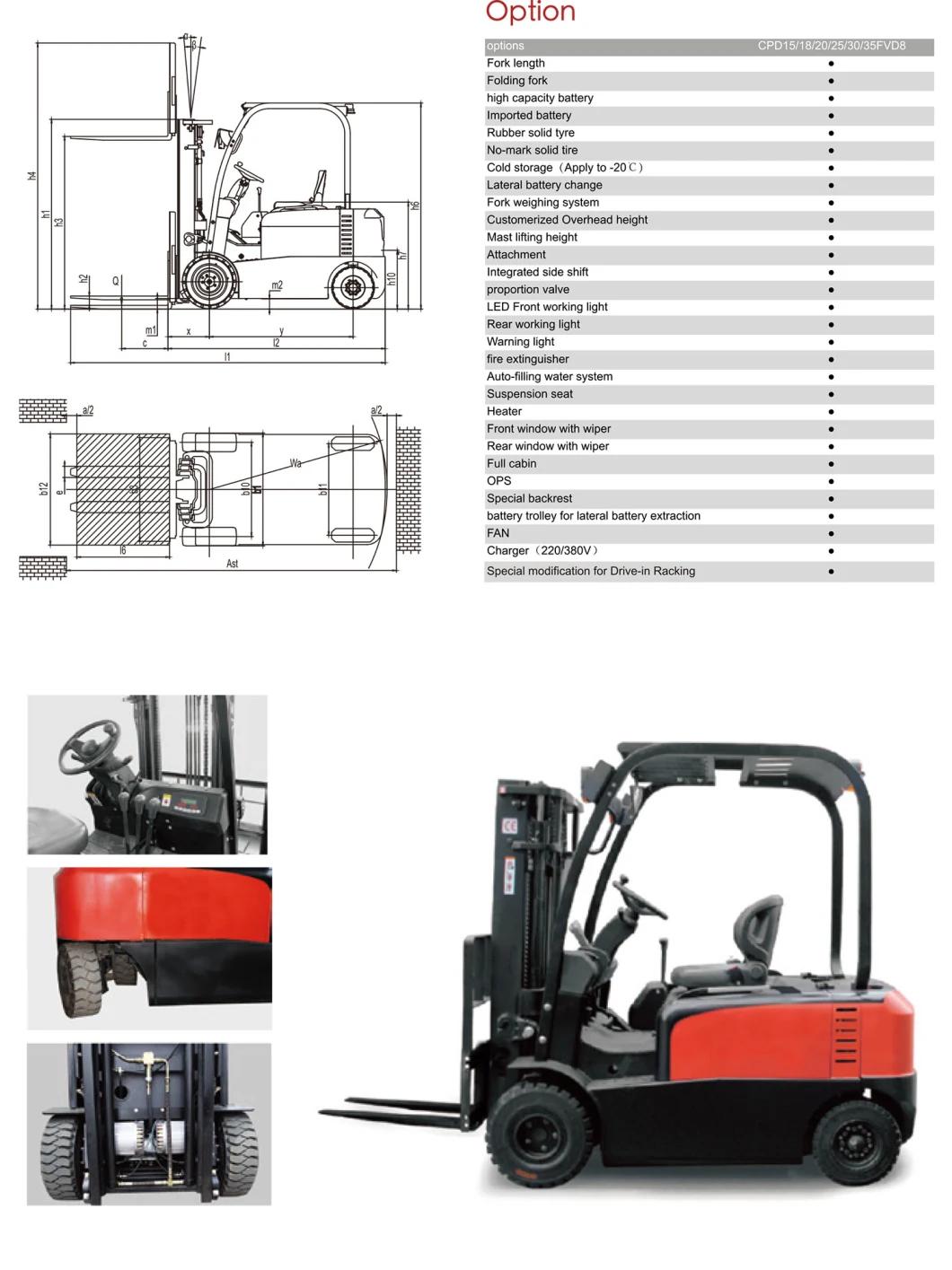 Ep 2 Ton Excellent Performance Dual Traction Four-Wheel Electric Forklift (CPD20FVD8)