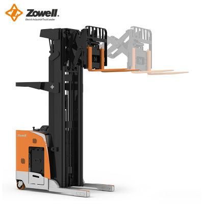 Zowell New Rre15 1500kg 3200ibs Double Deep Reach Truck Forklift Vna Forklift Reach Stacker High Mast Forklift with 10m Mast Height