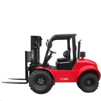 2WD 4WD off Road Forklift3ton 3.5ton 4ton 5ton Rough Terrain Forklift with Optonal Engines