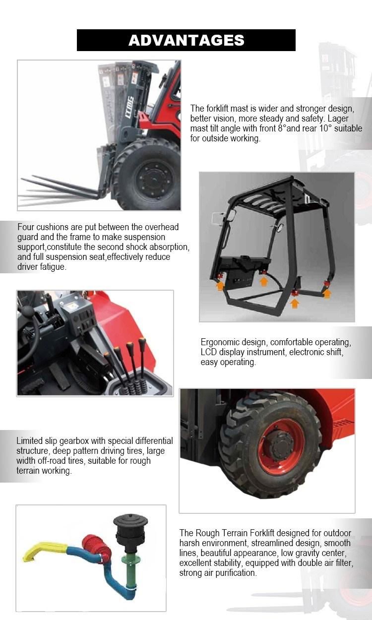 Ltmg 4X4 All Terrain Forklift 2 Ton 2.5 Ton 3 Ton 3.5 Ton 4 Ton 5 Ton 4 Wheel Drive off Road Forklift