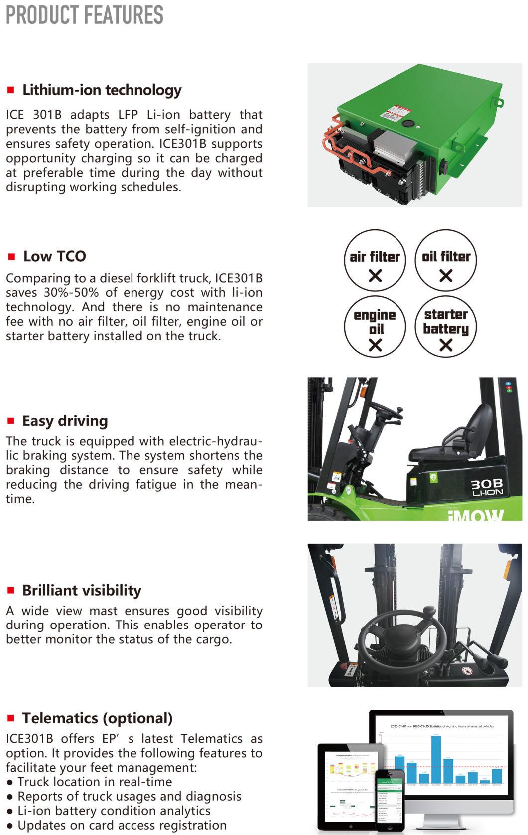 Imow 3 Ton Li-ion Forklift with Electric Lithium Battery Ice301b