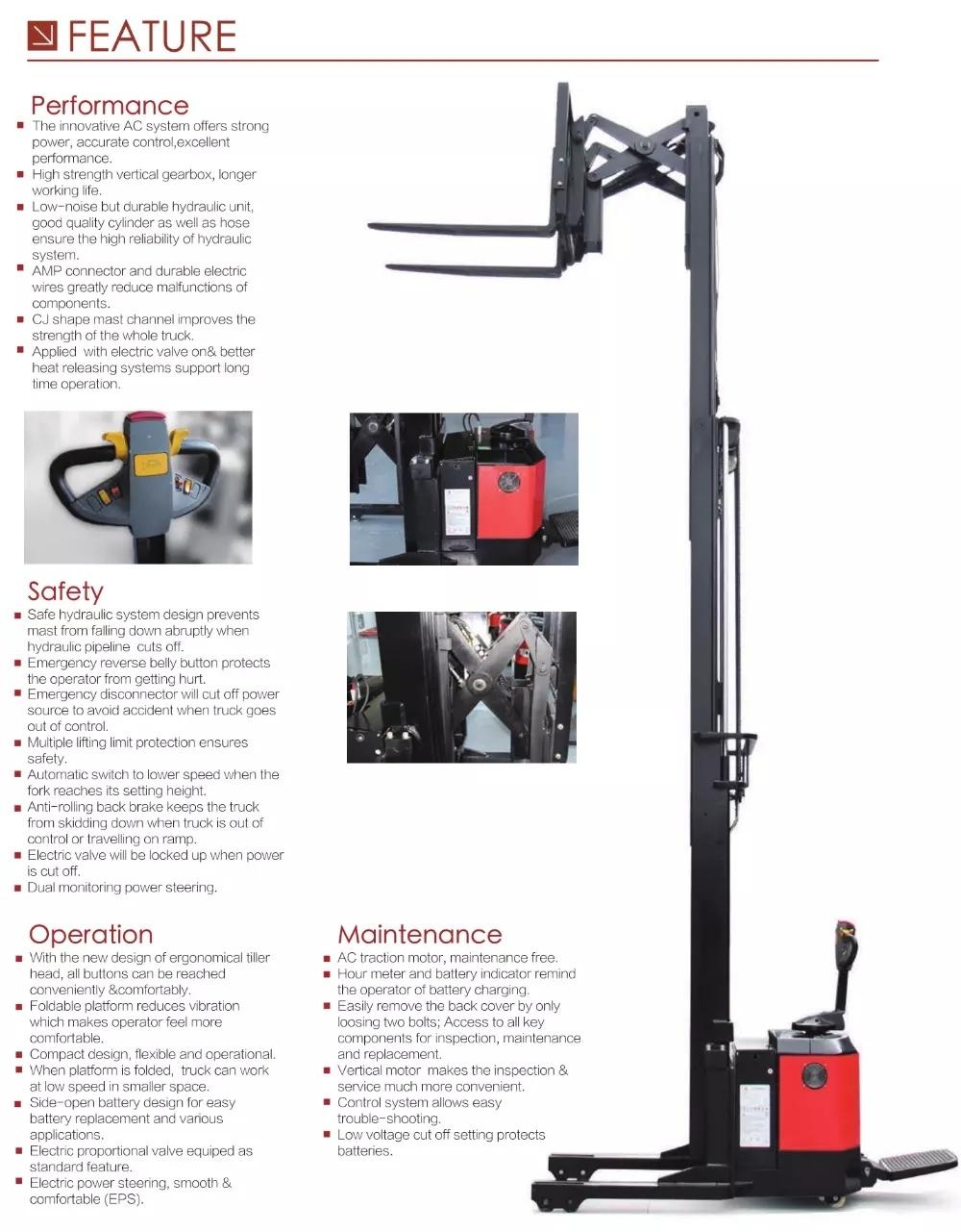 1.5 Ton Electric Forward Reach Forklift Truck Cqe15s Riding Scissor