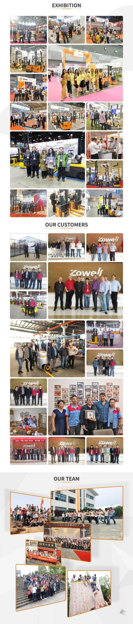 Zowell 3t Electric Multi-Directonal Full Direction Reach Truck Forklift for Long Length Cargo with Fork Positioner 4 Forks Lithium Battery