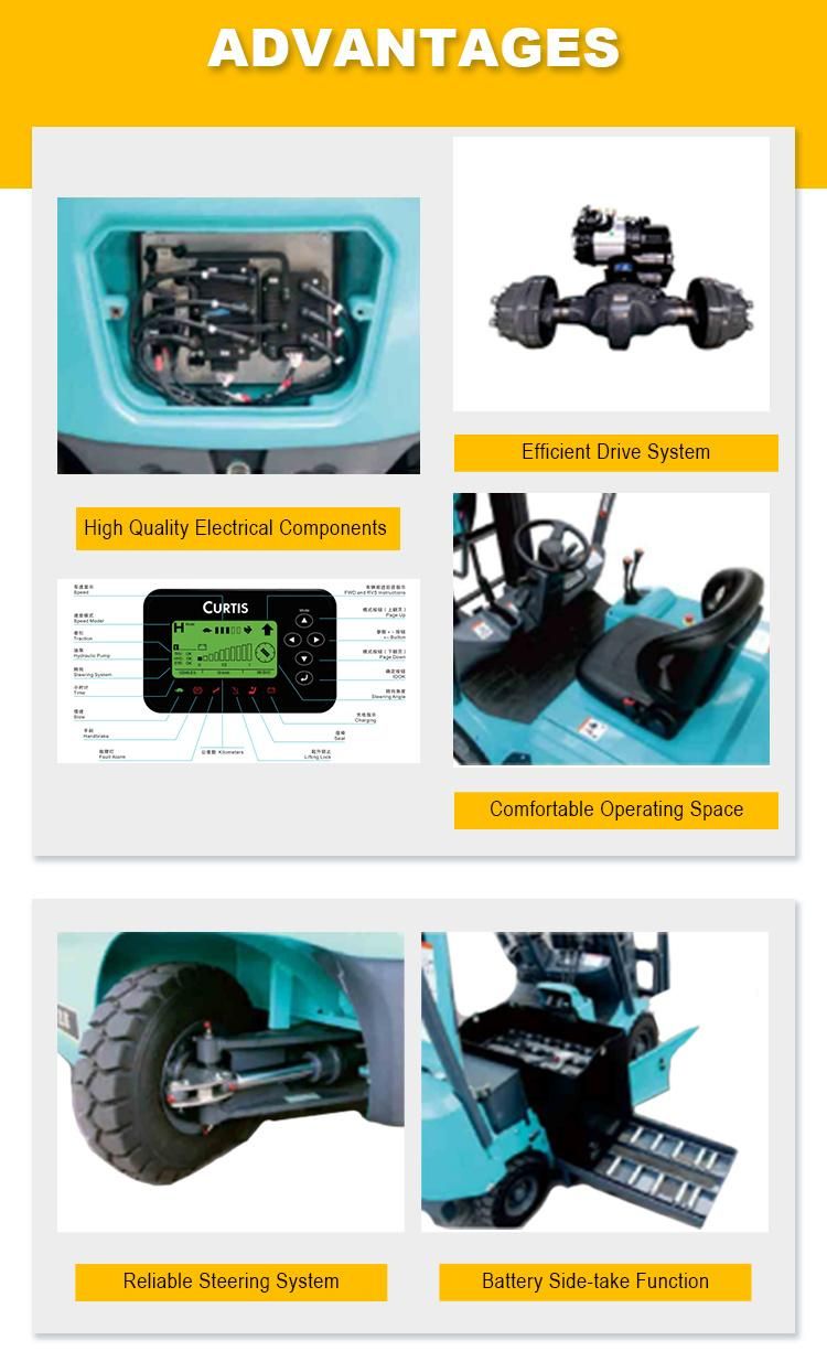 Curtis Controller 3 Ton Electric Forklift with Container Mast