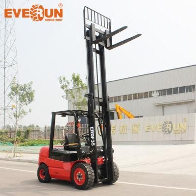 Everun Erdf35 3.5ton CE EPA Warehouse New Farm Construction Mini Small Hydraulic Telescopic Diesel Forklift Equipment Machine Price for Sale