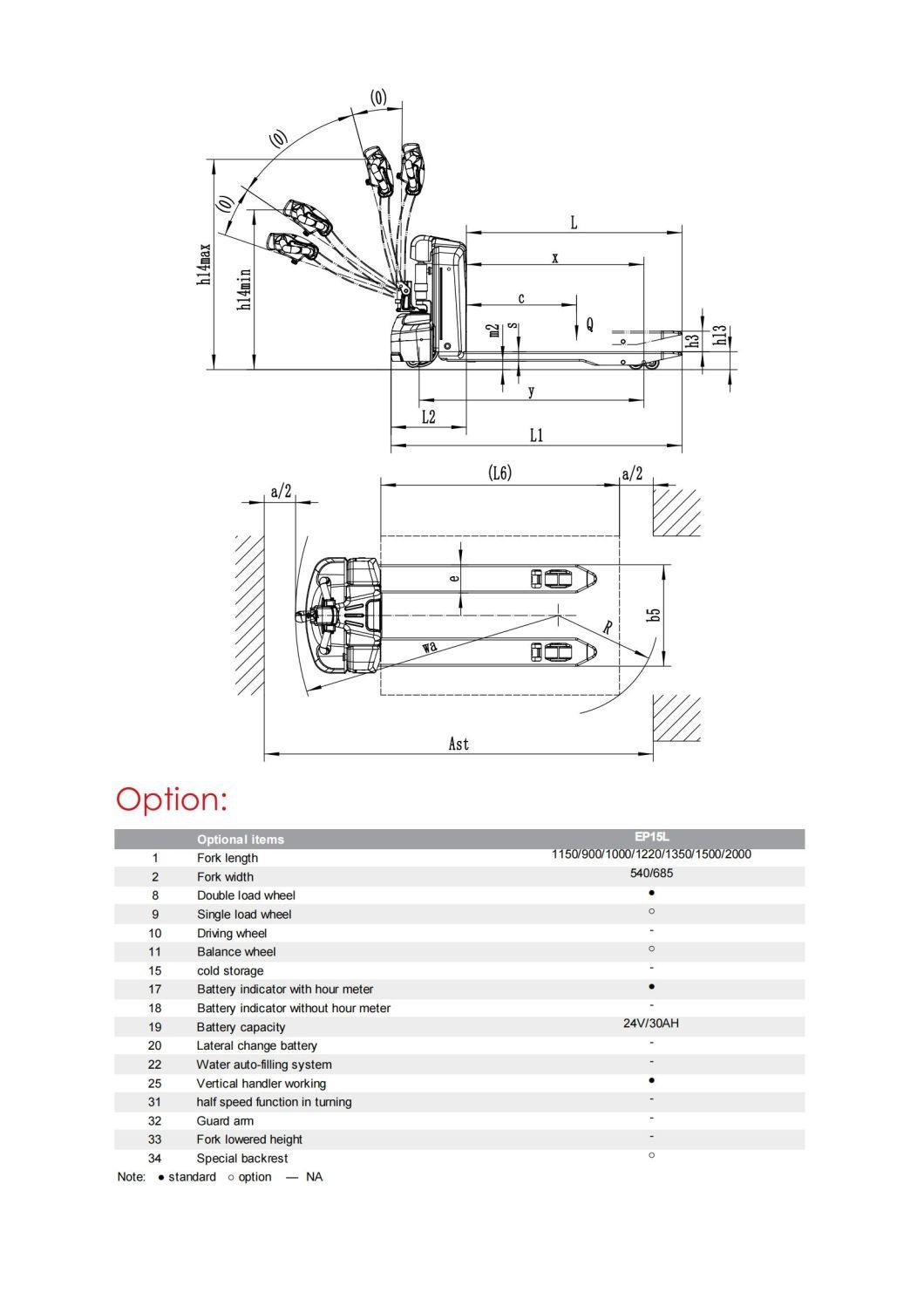 Lithium Battery Electric Pallet Jack 1.5t 1500kg