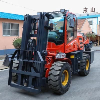 Hot Sale 4X4 Wheel Drive Forklift Rough Terrain Forklift Truck 3.5 Ton off Road Forklift with Cabin
