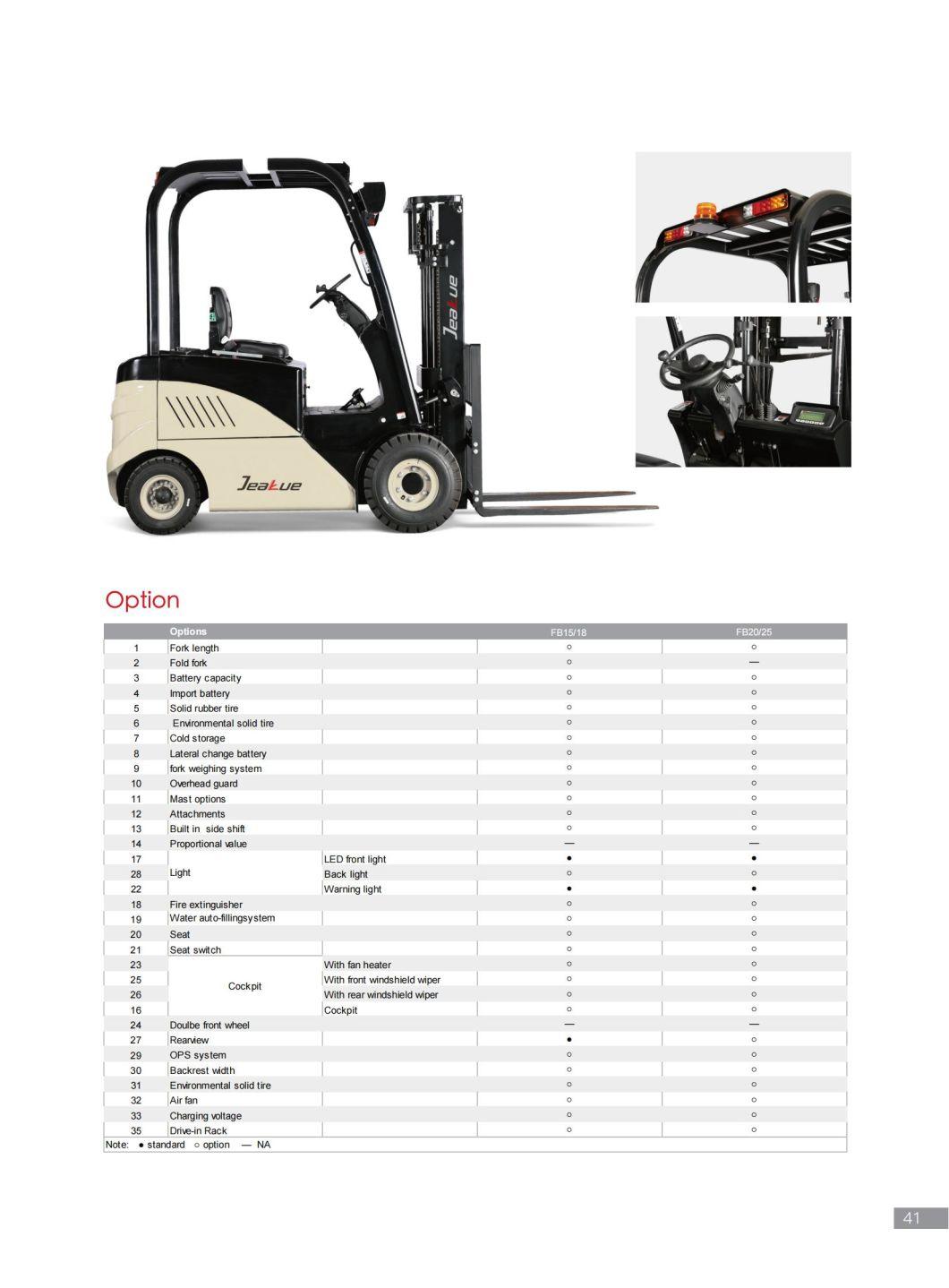 Made in Jeakue 2.5t Four Wheels Electric Forklift Truck