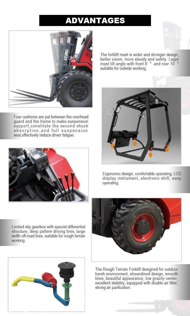 Ltmg 4WD 4X4 off Road Forklift 3ton 3.5ton 4ton 5ton Rough Terrain Forklift for Sale