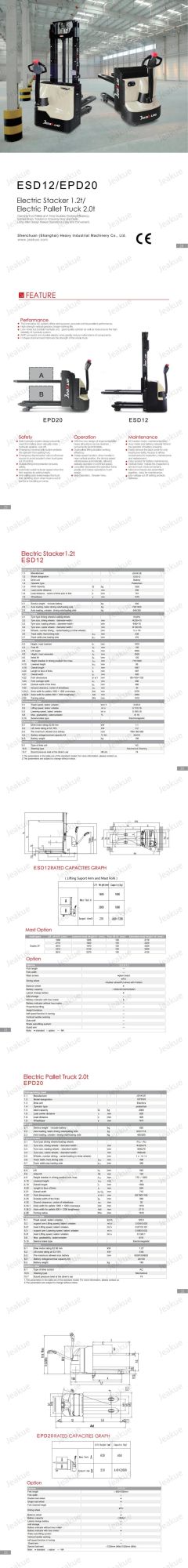 2000 Kg Double Lift Electric Pallet Truck