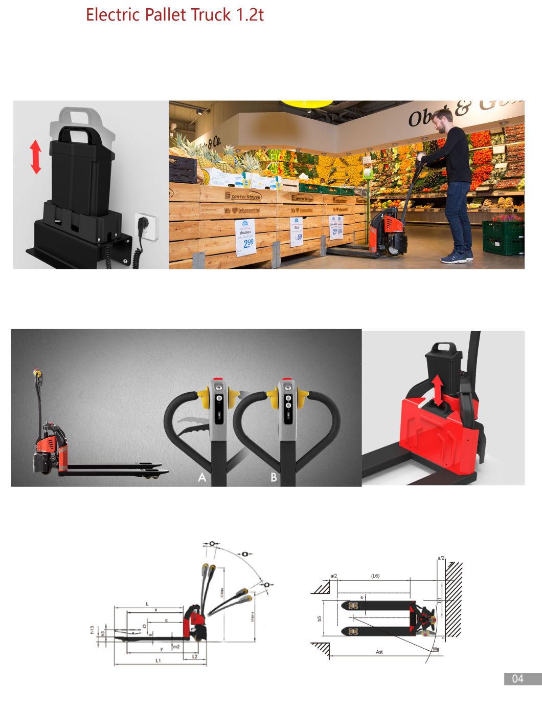 1.2 Ton 1.5 Ton High Quality Semi Electric Walk Type Pallet Truck with Low Price