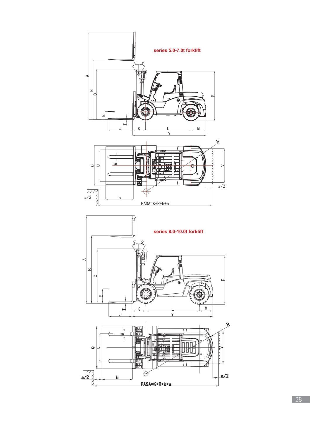 5t 6t 7t Factory Made Good Price Japanesse Engine Diesel Forklift