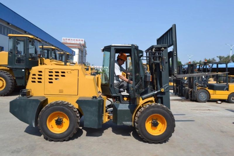 3.5ton Rough Terrain Forklift Working.