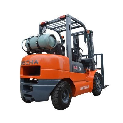 Hecha Brand New 3 Ton LPG Forklift Cpcd30 Gas LPG Fork Lift Truck 3000kg Capacity with Japanese Engine Forklift Price for Sale