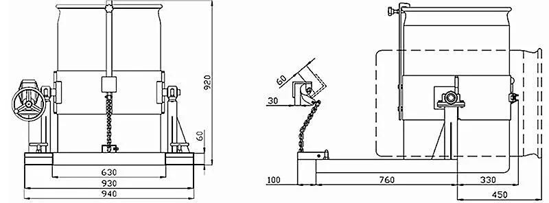 Auto Parts 360 Degree Rotator Drum Lifter Inverted Bucket Machine with Remote Control