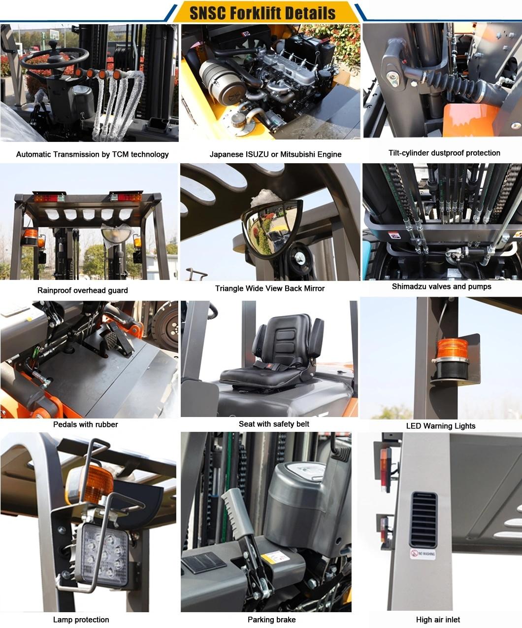 Triplex Full Free Mast 2ton and 2.5ton 3ton 3.5ton Diesel Forklift for Working in Container