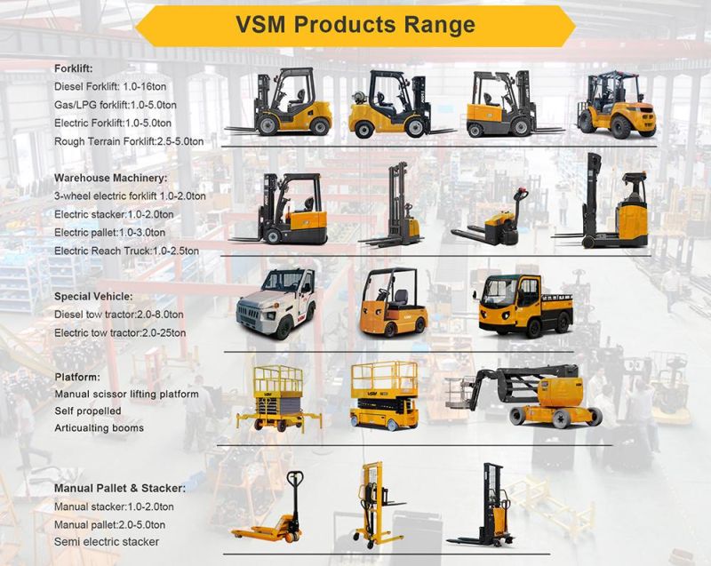 Vsm 1.5ton 1500kgs Electric Forklift, Battery Forklift with Battery Charger