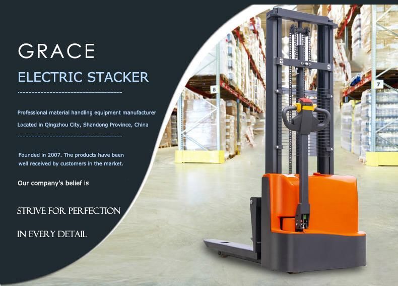 1 Ton 1.5 Tons 2 Tons Full Electric Walkie Stacker 3m 3.5m Chinese Pallet Stacker 1200kg 1500kg