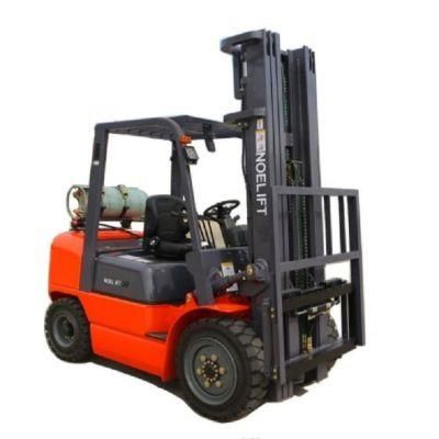 Triplex Mast 3t Gas Forklift with Forklift Fork Extensions Propane Tank