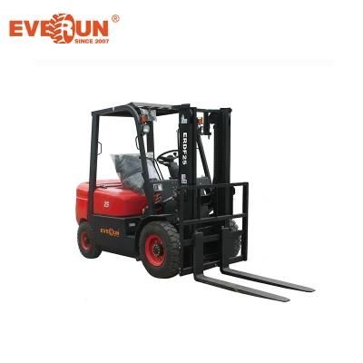 Everun Erdf25 Mini Forklift Euro5 EPA4 Small Forklift Warehouse Loader Earth-Moving Machinery with CE