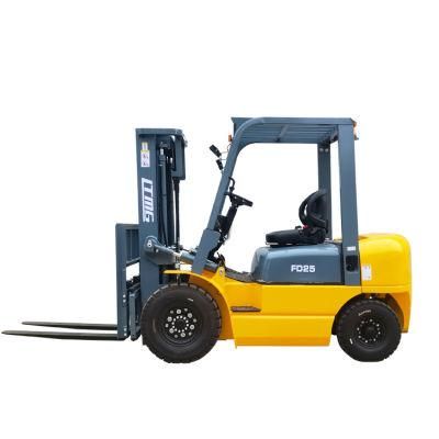Ltmg Pneumatic Tire 2.5 Ton Diesel Forklift Truck with 3-Stage Mast