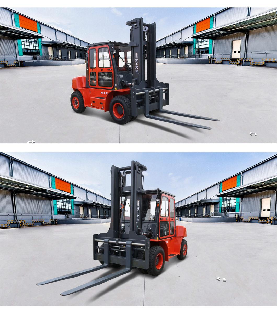 Hot Sale 8 Ton Four Wheel Diesel Powered Counterbalanced Distribution Station Forklift