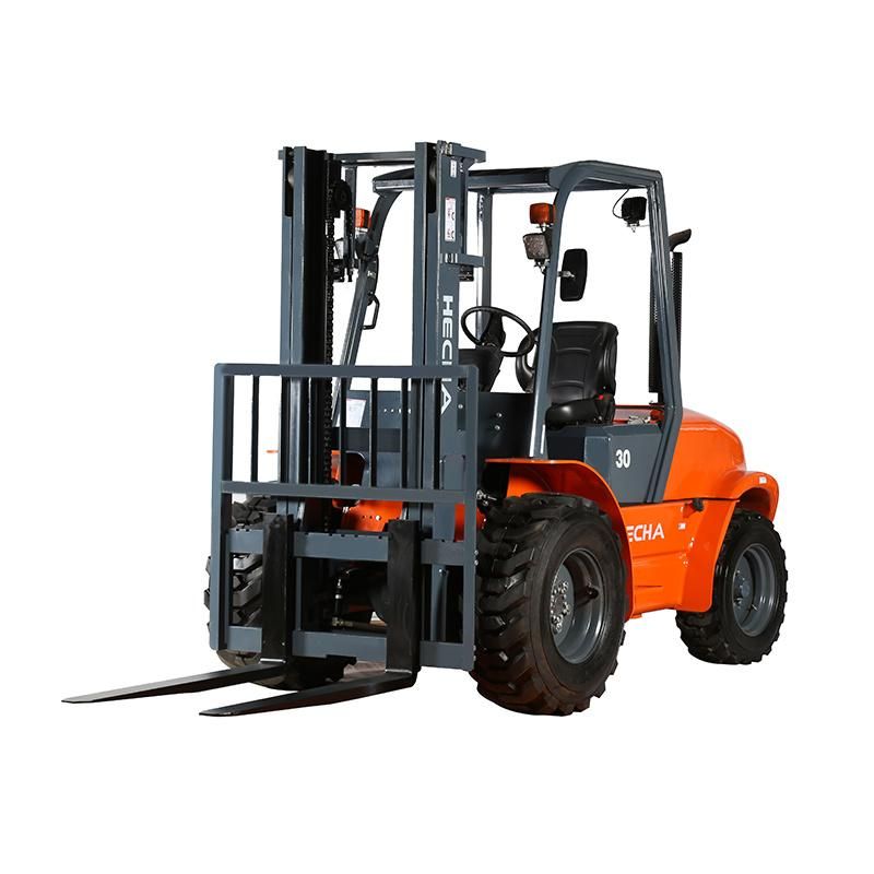 Certified Diesel 3.5 Ton All Rough Terrain Forklift with A/C Cab, off Road Tires