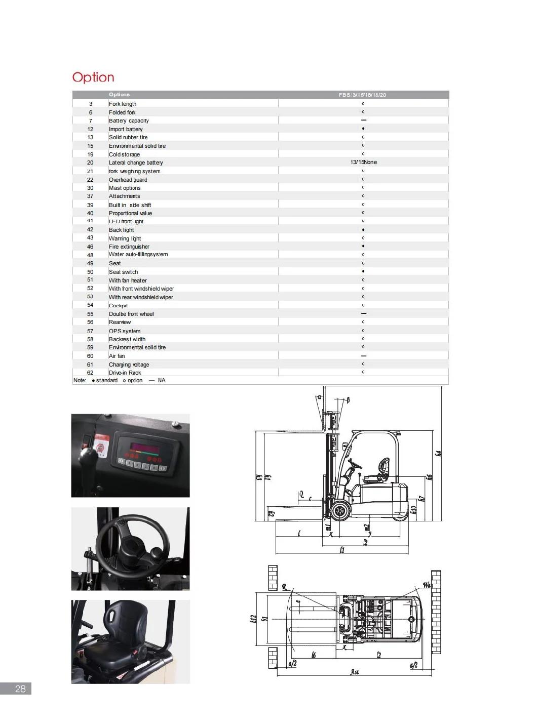 High Quality Three Wheel Electric Forklift 1.5 T