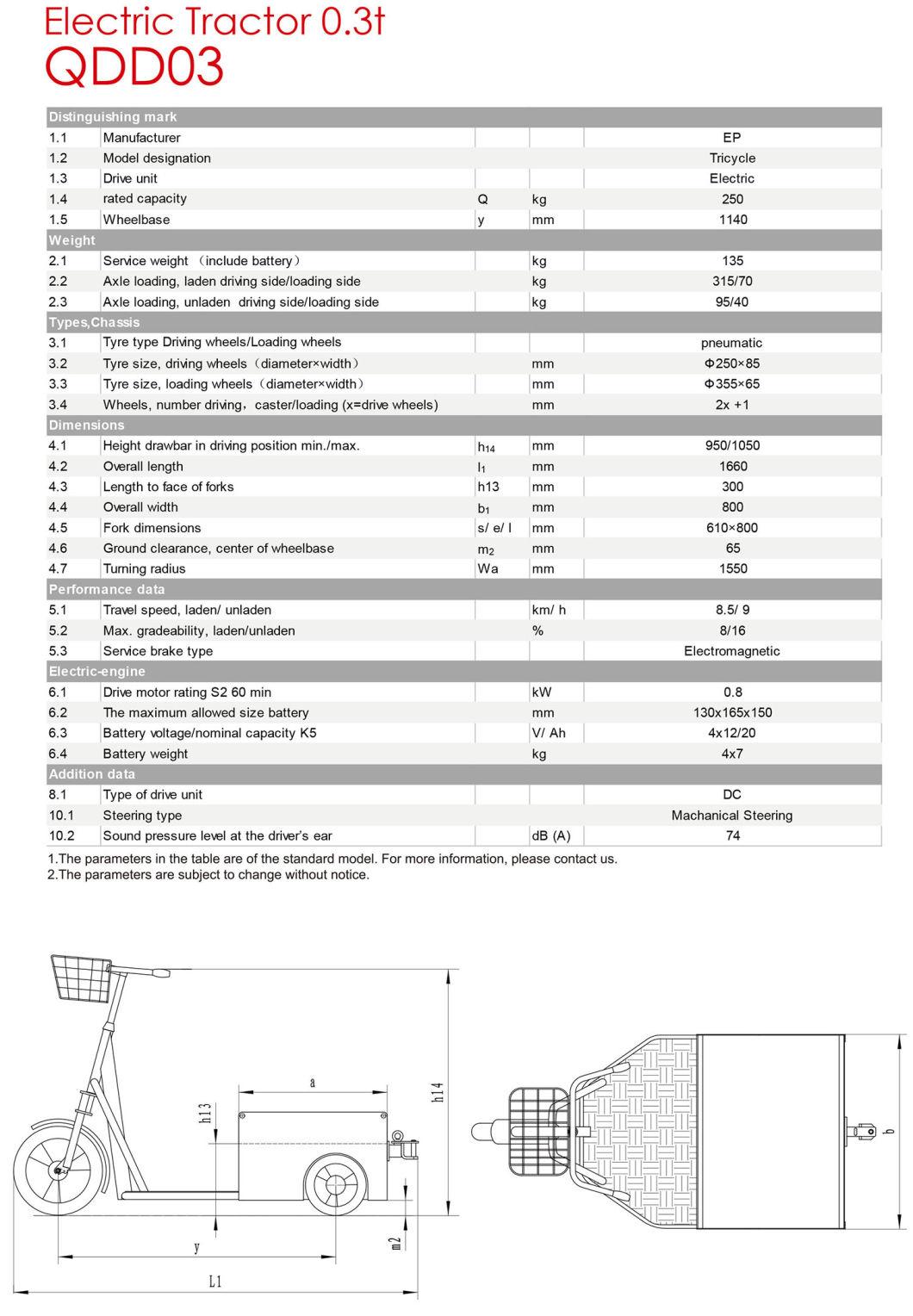 Ep 0.3 Ton Mini Electric Tow Tractor with Competitive Price