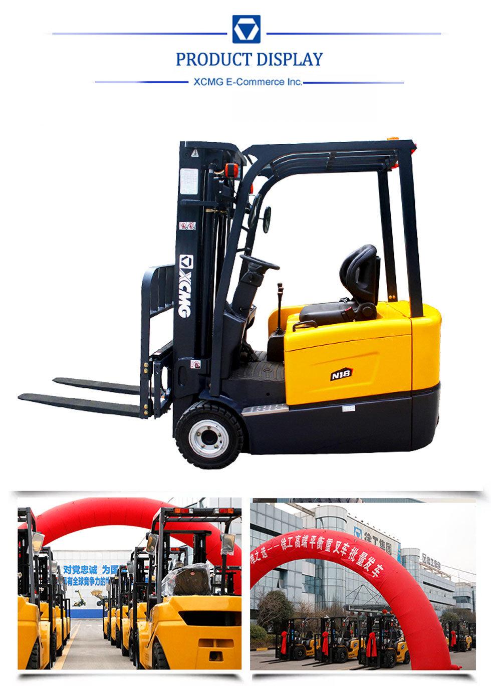 XCMG Intelligent 1.6ton 1.8ton 2ton Empilhadeira 3 Wheel Eletrica Battery 48V Narrow Aisle Side 3way Electric Forklift