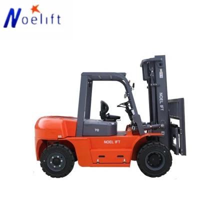 Triplex Mast 5t 6t 7t Diesel Forklift with Fork Positioner Solid Tire