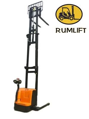 1500kg Wide Legs Electric Straddle Lift Stacker with Adjustable Forks