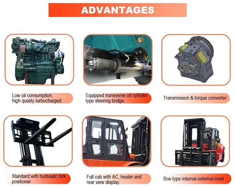 Tder Container Lifting 12 Ton 13 Ton 15 Ton 16 Ton Diesel Forklift Heavy Duty Forklift Diesel Forklift Trucks