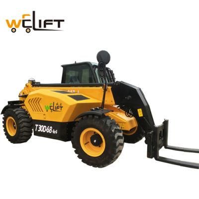 Welift Factory T30d-68 Telescopic Handler 3.0ton 3.5ton Small Wheel Telescopic Forklift Loader Four Wheel Steer Telehandler for Sale